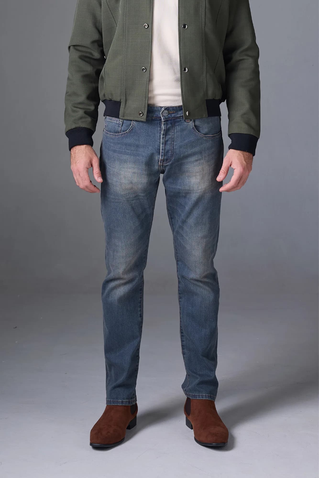 Jack Russel - Men Jeans - Handwerk J-813 Slim Fit Medium Blue Rust Fade