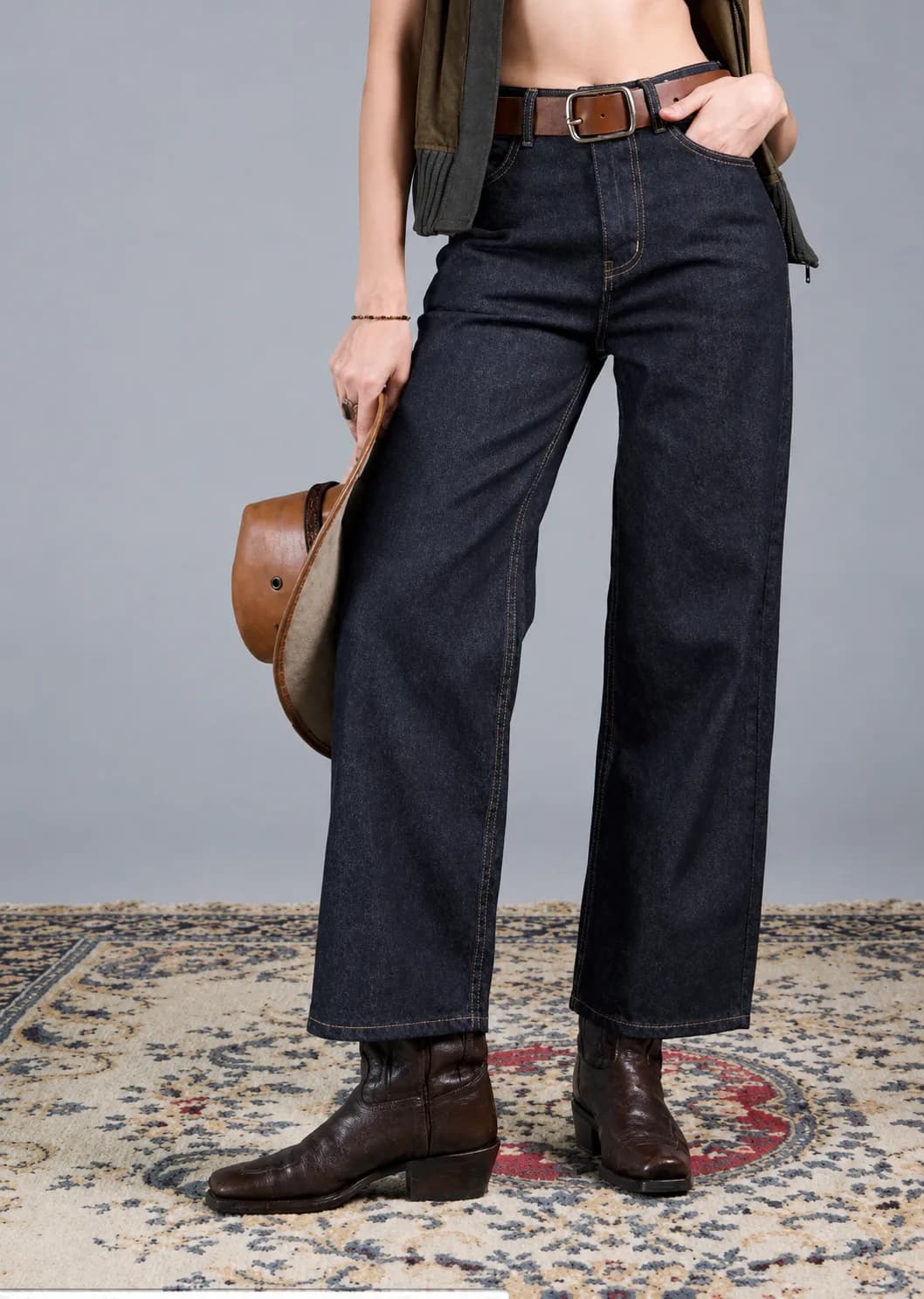 Jack Russel - Women Jeans - Klassik JF-128/CB Wide Leg Carbon Blue High Waisted