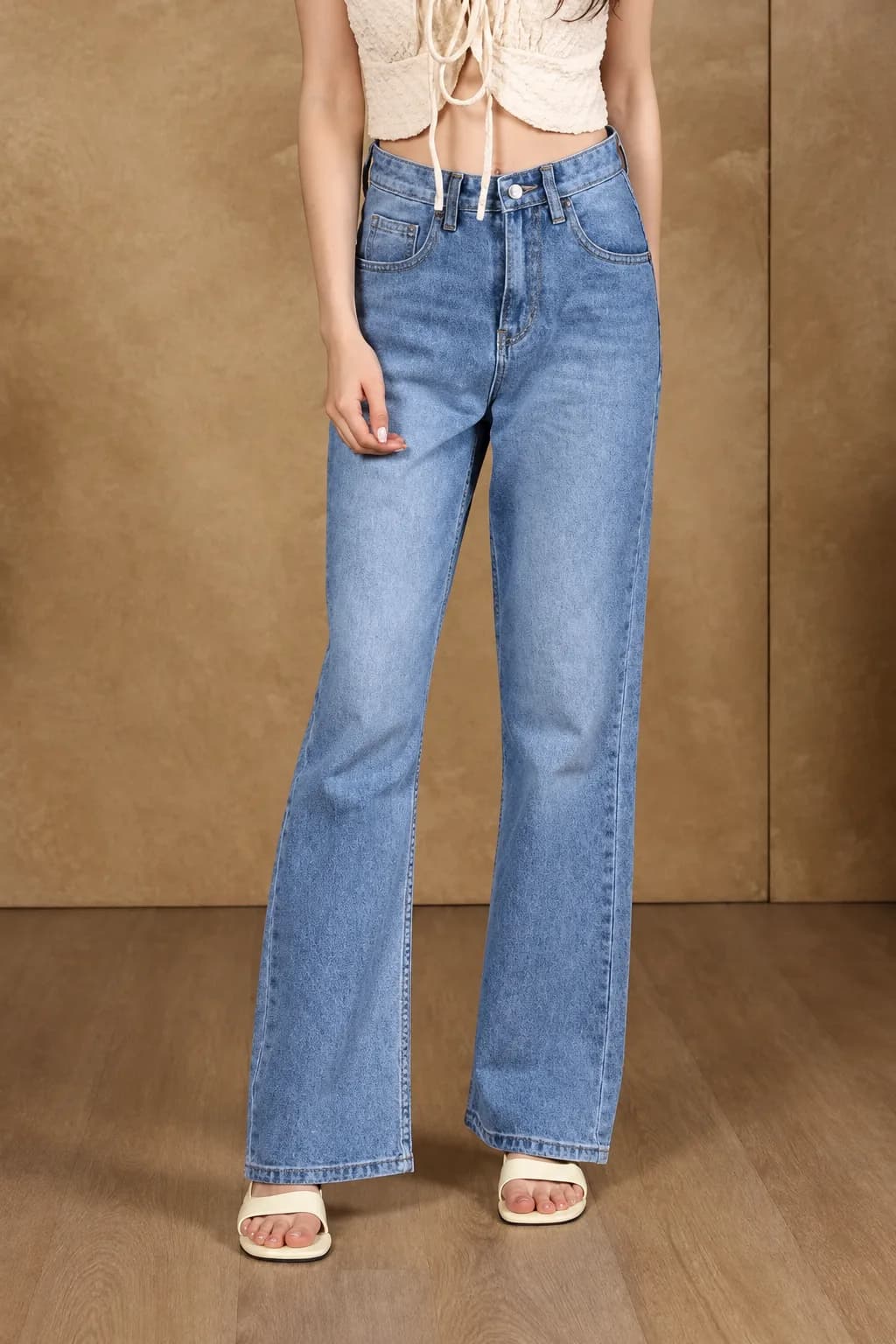 Jack Russel - Women Jeans - Klassik JF-145 Straight Fit Medium Blue High Waisted