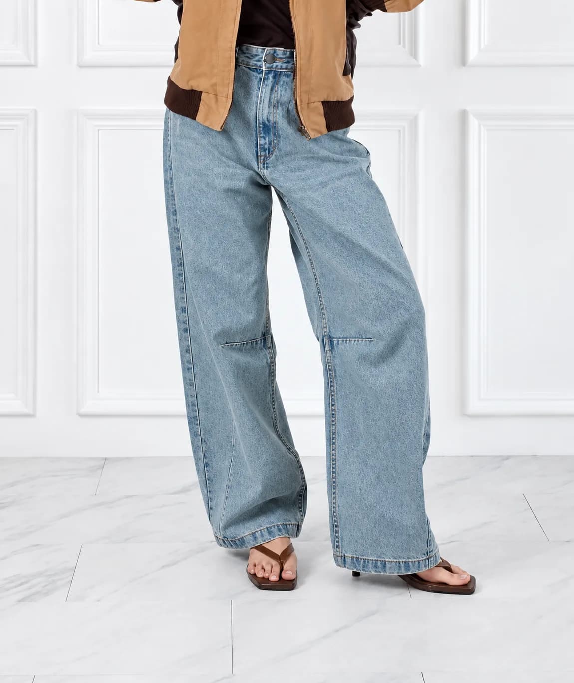 Jack Russel - Women Jeans - Handwerk JF-165 Baggy Low Rise Wide Leg Light Blue