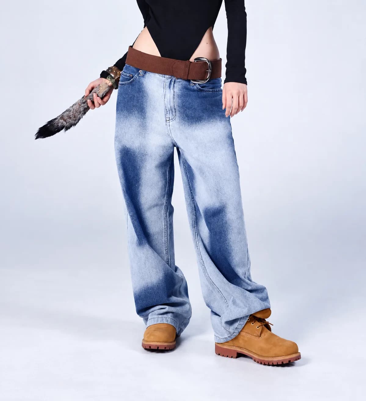 Jack Russel - Women Jeans - Klassik JF-177/DB Baggy Wide Leg Low Dark Blue