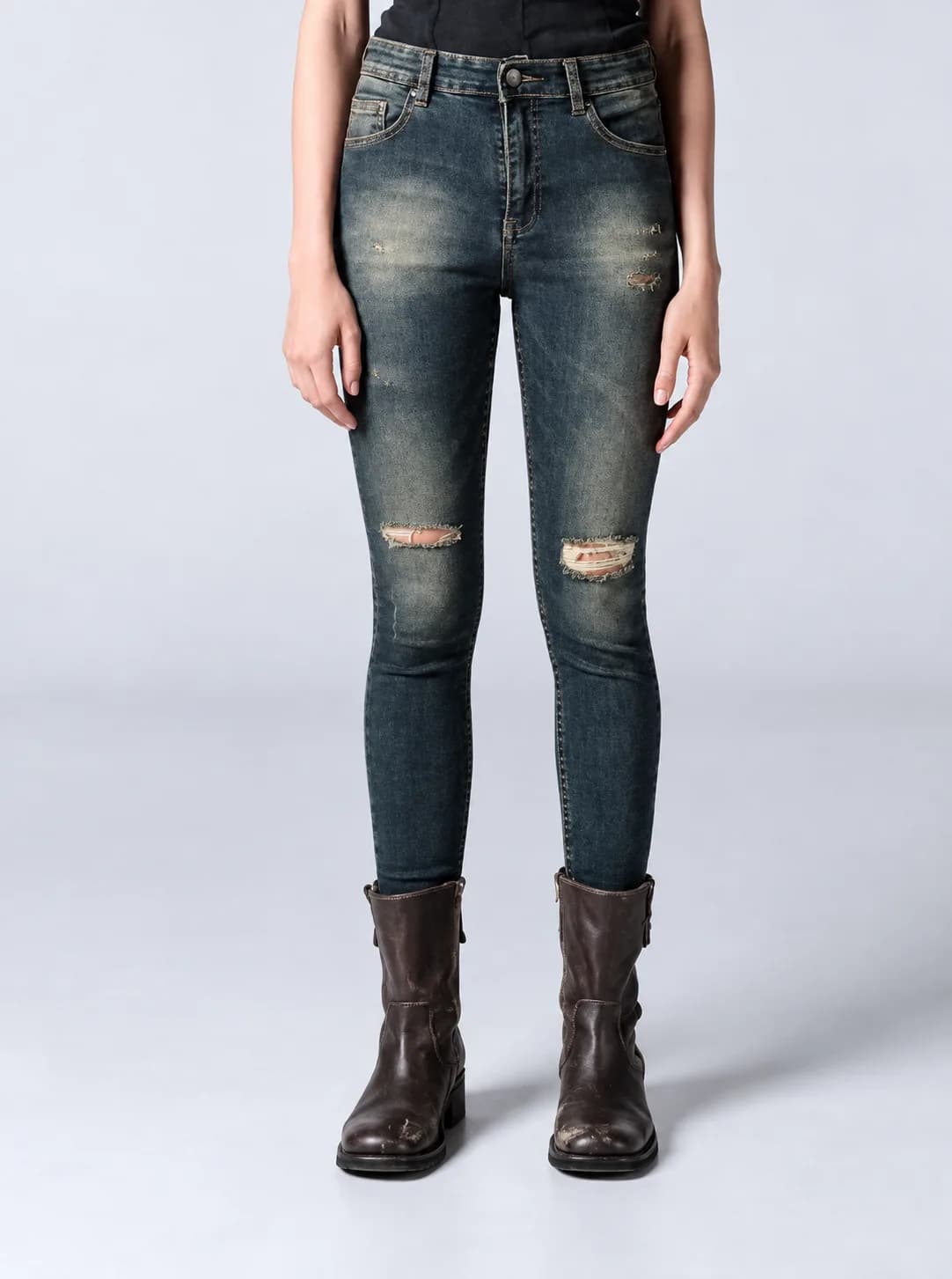 Jack Russel - Women Jeans - Handwerk JF-212 Skinny Fit Dark Blue Mid Waisted