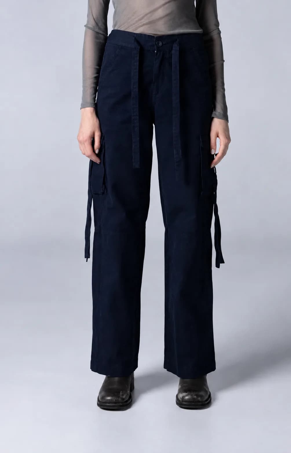 Jack Russel - Women Cargo Chino - Handwerk JF-333/DB Straight Fit Dark Blue High Waisted