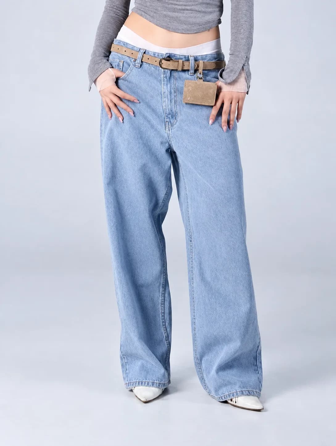 Jack Russel - Women Jeans - Klassik JF-399 Baggy Wide Leg Low Rise Blue