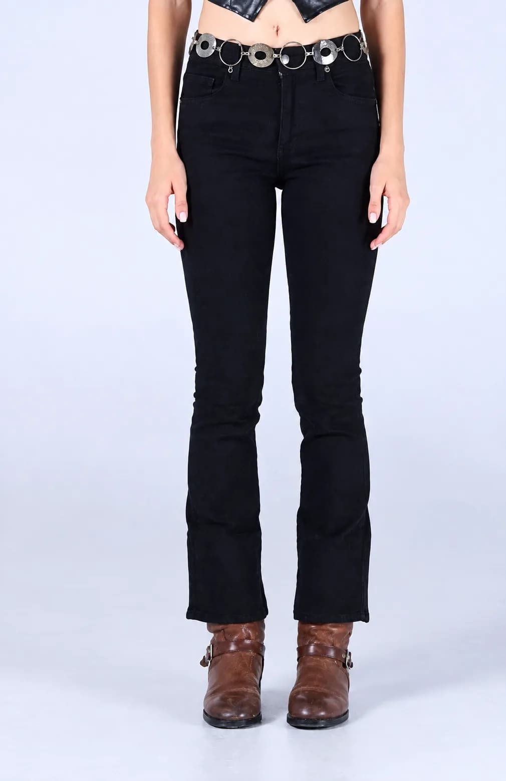 Jack Russel - Women Jeans - Klassik JF-BT/BK Boot Cut Black Mid Waisted