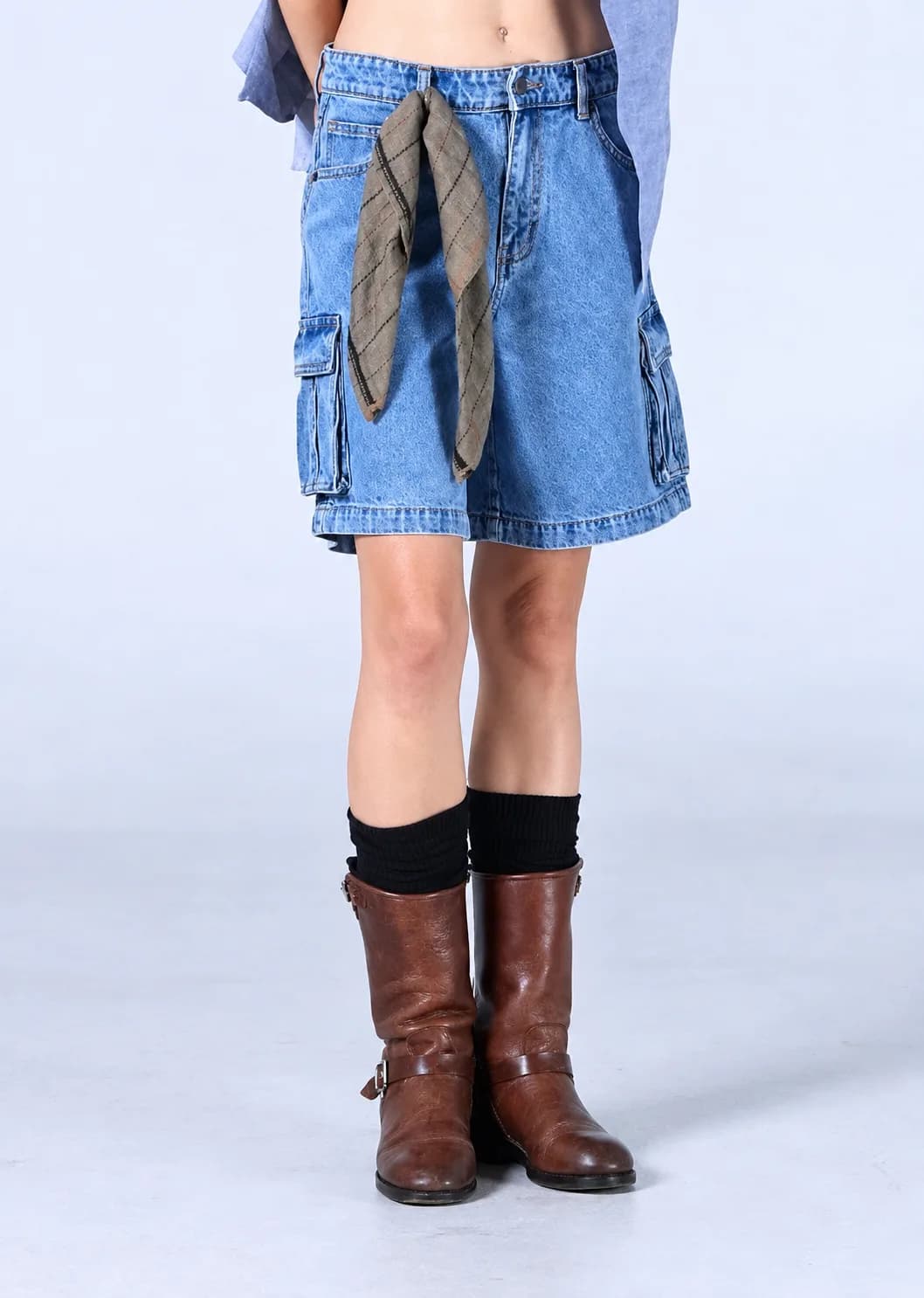 Jack Russel - Women Short Jeans - Handwerk JF-SH-CG/DB Dark Blue Mid Waisted