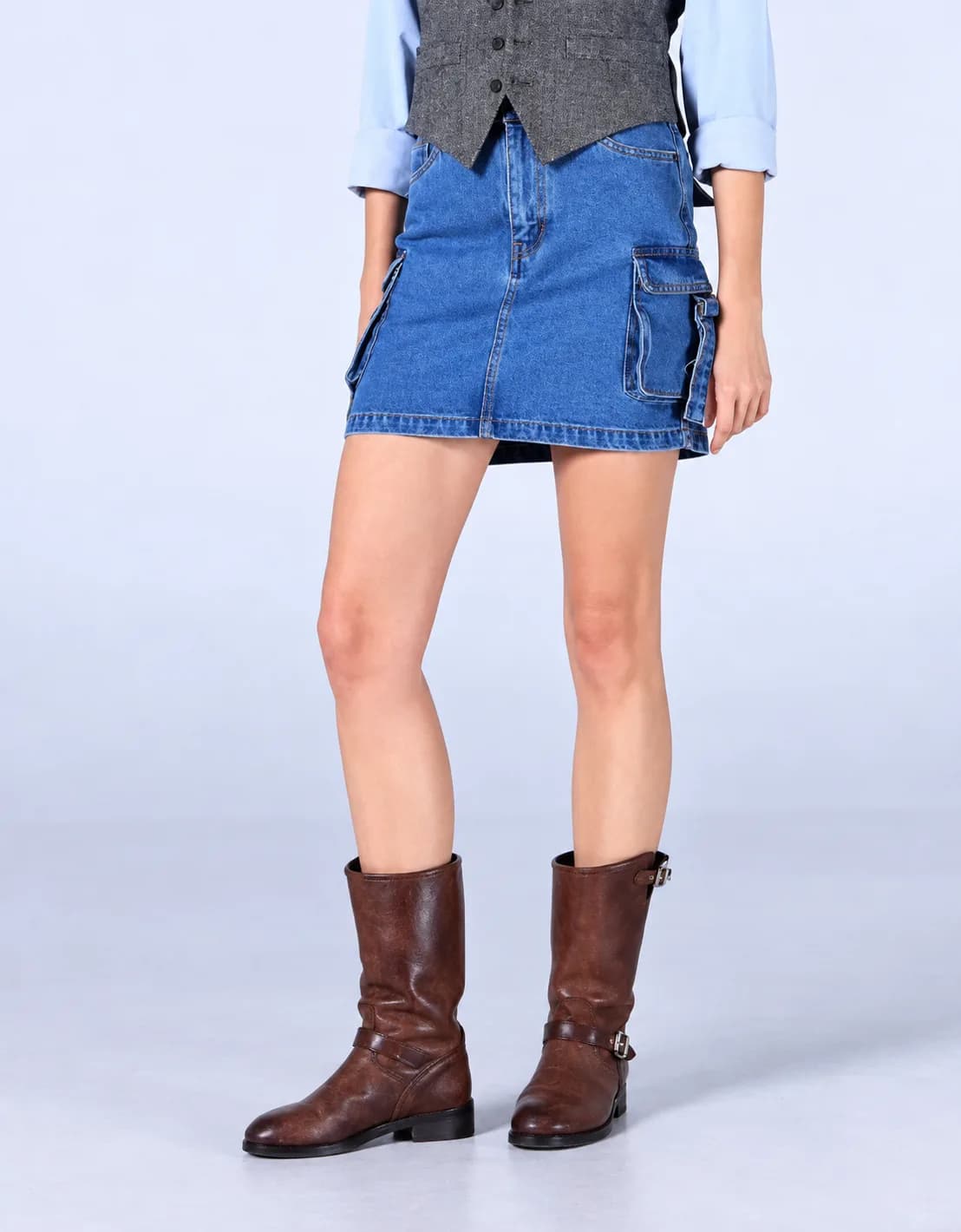 Jack Russel - Women Skirts - Handwerk JF-SK3/DB Dark Blue Mid Waisted